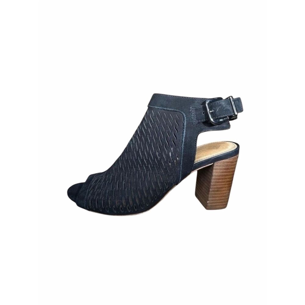 Antonio Melani Black Suede Peep Toe Slingback Heel sz 6.5
